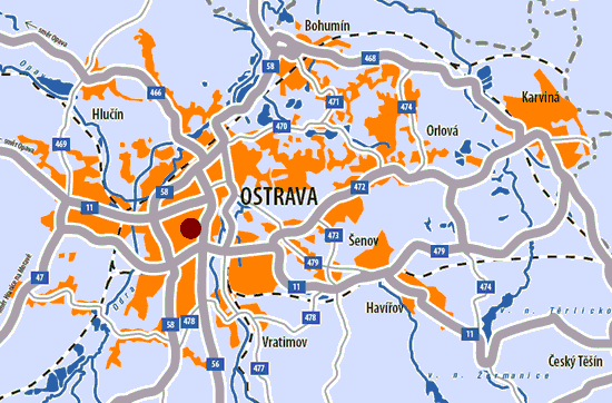 mapa Ostravy